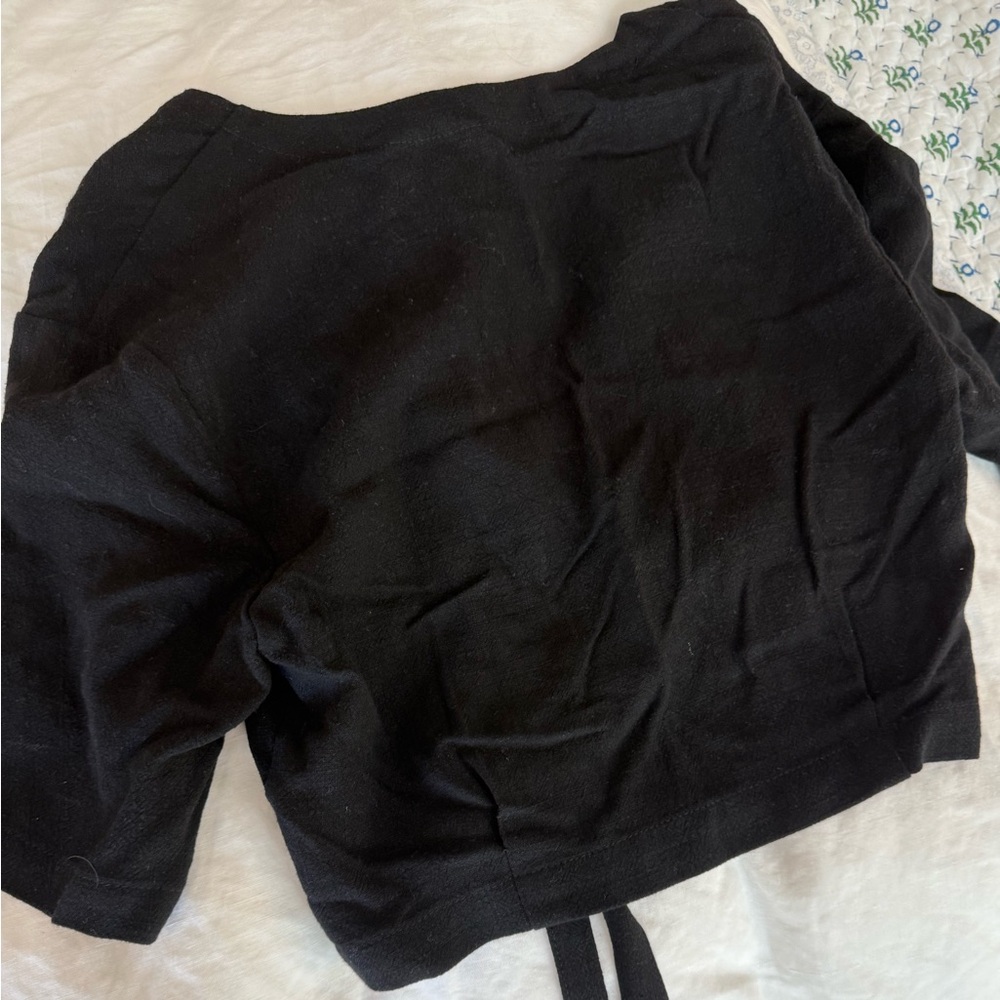 OLIVE Black Linen Backless Crop Top